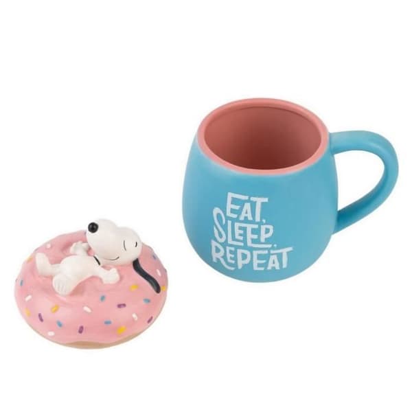 Mugg - Erik - Snoopy - Dolomit - 500ml - Kompatibel med mikrovågsugn blå/rosa