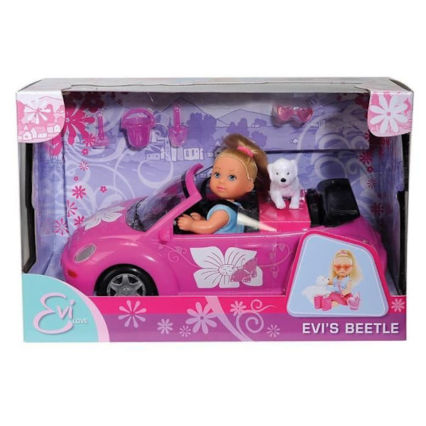 Evi Love Beetle docka - SIMBA - Minidocka med cabriolet - Tillbehör ingår Flerfärgad