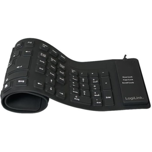 LogiLink Flexible Waterproof - Tangentbord - PS-2, USB - Tyska QWERTZ - svart