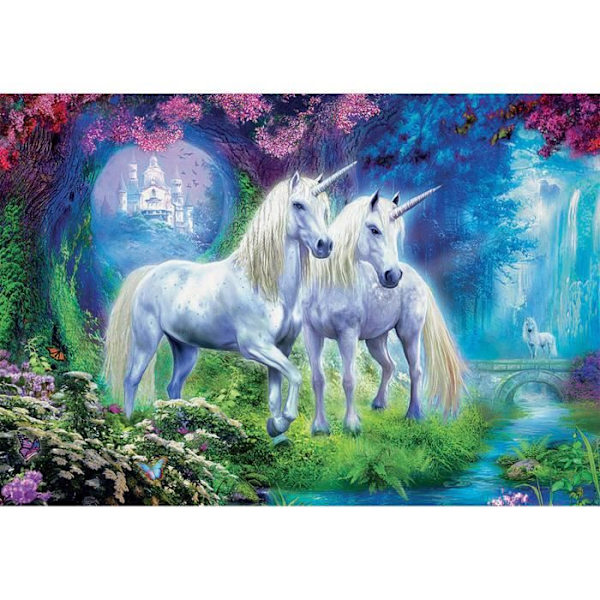 Fantasy Pussel - EDUCA - 500 bitar - Enhörningar i skogen Flerfärgad