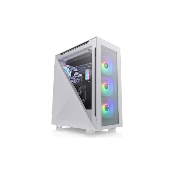 Thermaltake Divider 500 TG Snow ARGB White Tower midi White PC-fodral 3 LED-fläktar förinstallerade, 1 fläkt p