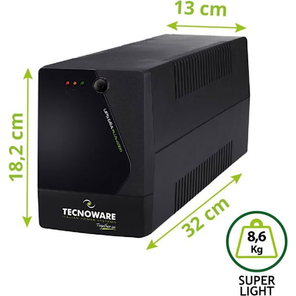 Ondulator - Tecnoware - ERA PLUS 2000 - 2000VA - Överspänningsskydd - Autonomi 10 min