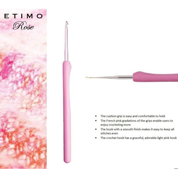 Tulip Etimo Rose virknålsset med mjukt grepp - 1 st Rosa