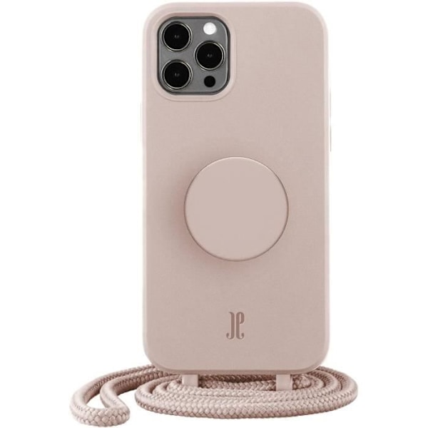PopSockets Just Elegance - Skal för iPhone 12/12 Pro med avtagbar flätad koppel och utbytbar PopTop - Rose Breath Rosandas andetag