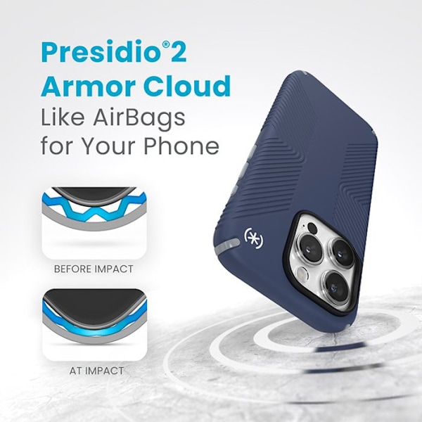 Speck Presidio2 Grip - Skal för iPhone 15 Pro (Kustblå / Blyg grå / Vit)