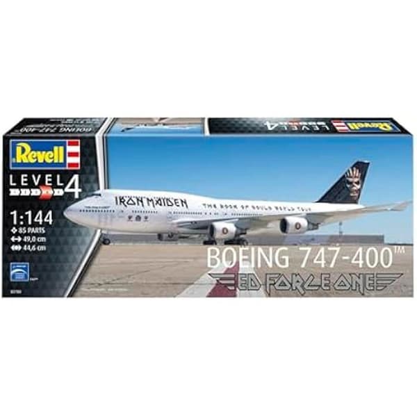 Modellkit - REVELL - Boeing 747-400 Iron Maiden - 1:144 - 85 bitar - Plast Vit