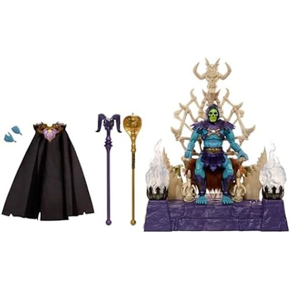 Masters of the Universe Masterverse lekset med Skeletor Action Figure och Throne, Light-Up Ljushållare, Huva och Cape Multicolor- Skelett och tron