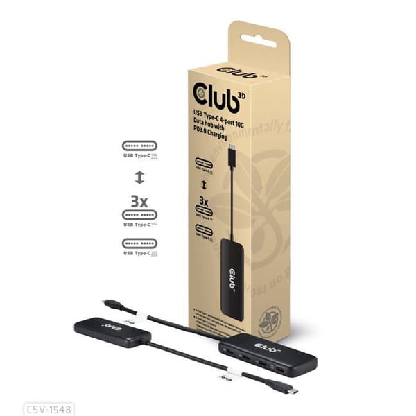 Hub & Concentrator - Club 3D - CSV-1548 - Snabbladdning - 4 portar - USB-C