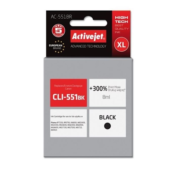 ActiveJet Active Jet AC 551br 10ml Refill för Canon CLI-551BK SVART - ACJ-AC-551BR
