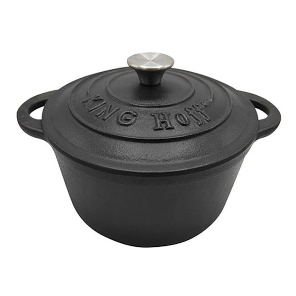 Gryta i Gjutjärn - KINGHOFF - KH-1476 - 24cm - 4L - Lock ingår Svart