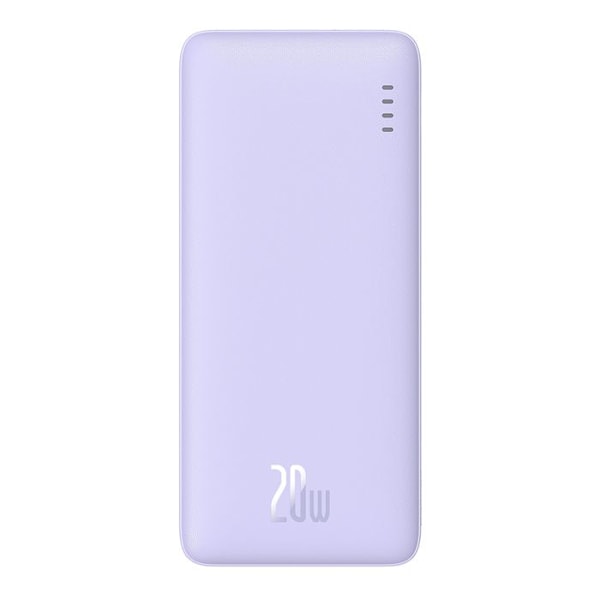 USB Extern Batteri, Typ-C, Mikro-USB, 20W, 10000mAh + Typ-C Kabel - Baseus Airpow (P10022801513-00) - Nebula Lila