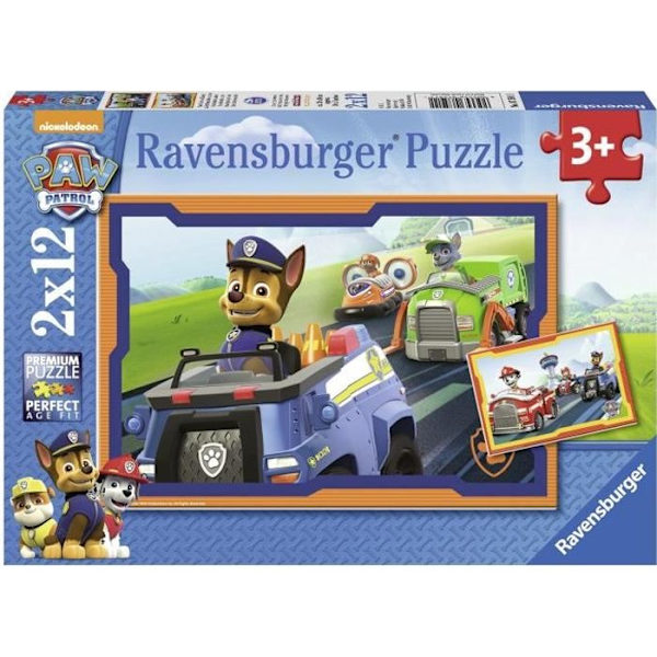 Ravensburger - 2x12 bitars pussel - Paw Patrol in action - Tecknade serier och serier - Blandat - Från 3 år Blå