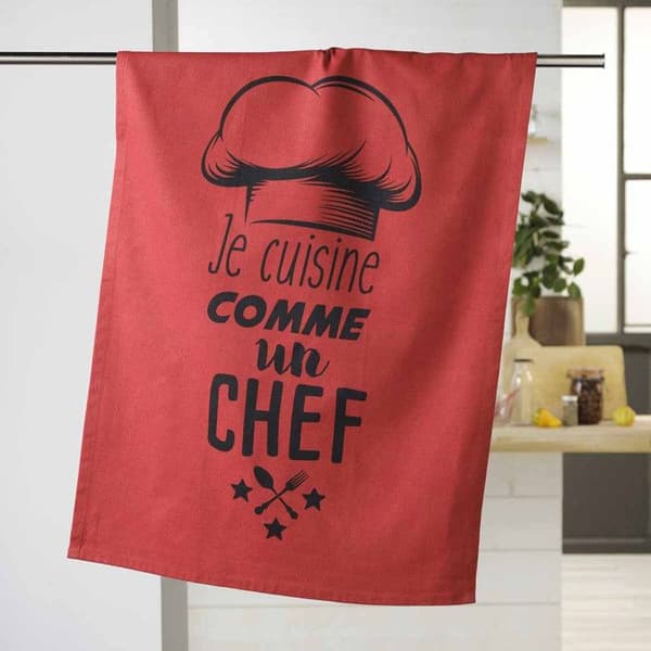 Kökshandduk "Comme un Chef" 50x70cm Röd Röd