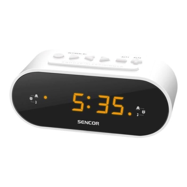 Sencor SRC 1100 W klockradio - vit - FM digital radiotuner - Dubbel väckarklocka - Ljusdimmer