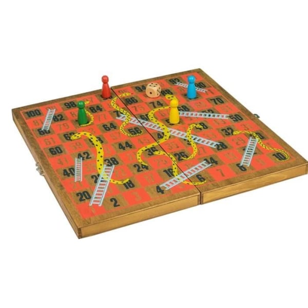 Snakes and Ladders Brädspel - Professor Pussel - Barn - Trä - Brun