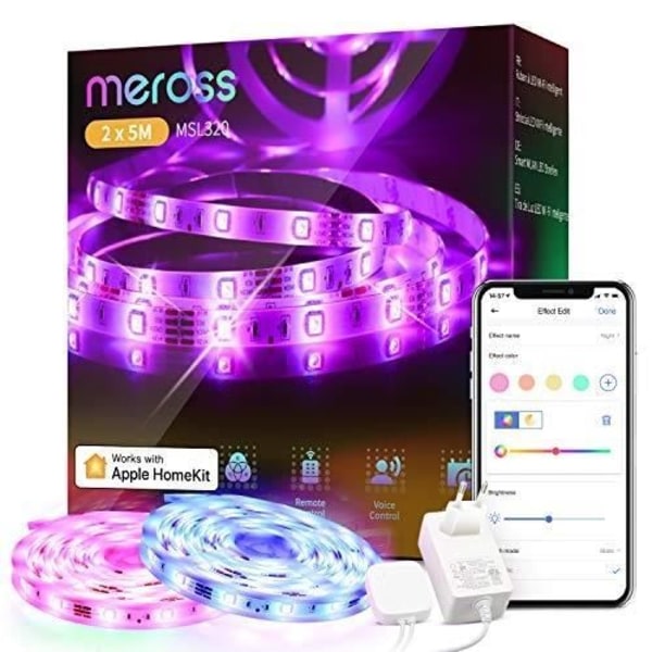 WiFi ansluten LED-remsa - MEROSS - RGB - 2x5m - Flerfärgad - Inomhus Flerfärgad