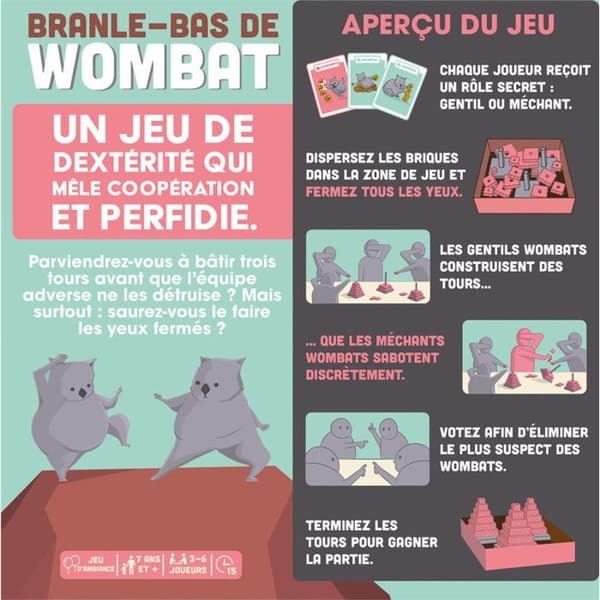 Branle-bas de Wombat - ASMODEE - EKIWOM01FR - Röd - Från 7 år Vit