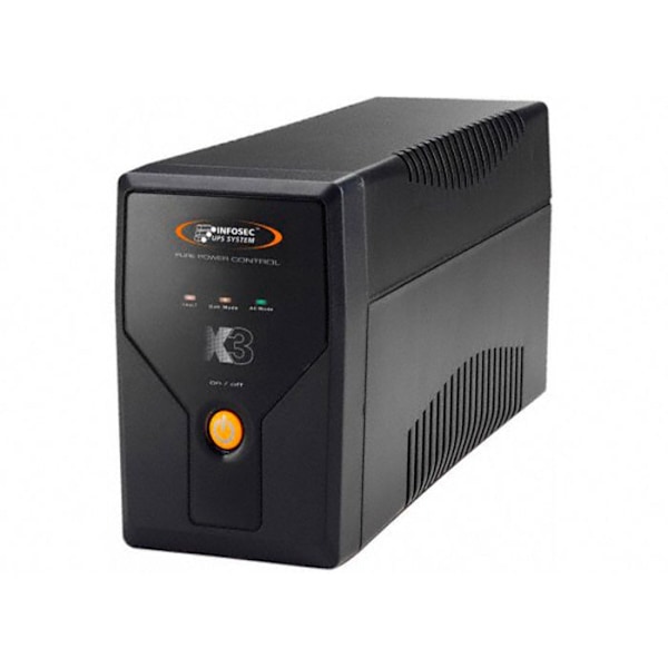 800 VA UPS - INFOSEC - X3 EX 800 LCD USB - Line Interactive - 2 FR/SCHUKO-uttag Svart