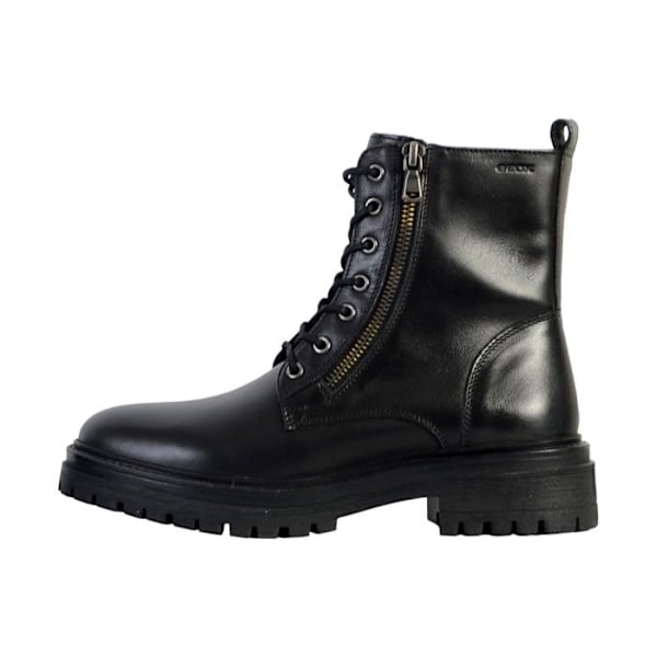 Bottiner - Geox - D IRIDEA - Läder Svart - Snörning/Dragkedja - Bred Klack 5 cm Svart 39