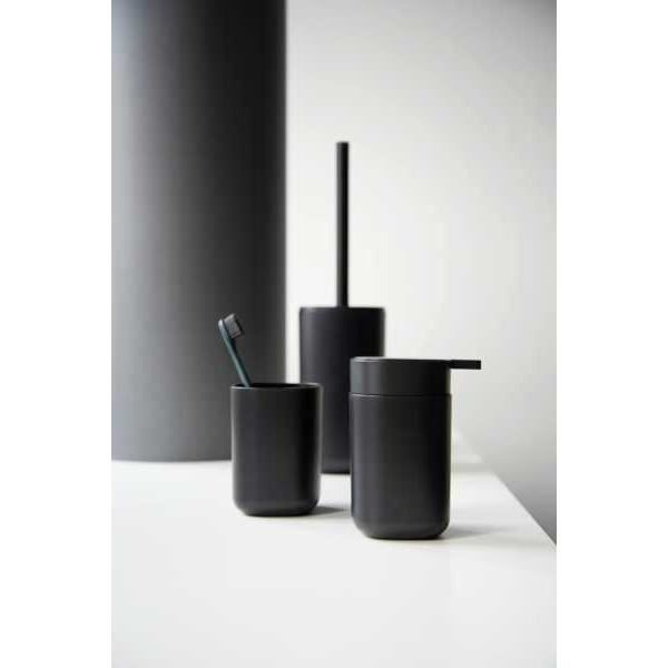 WENKO Davos design dispenser för flytande tvål, kapacitet 350 ml, BPA-fri plast, 9,8 x 13 x 7,8 cm, mattsvart
