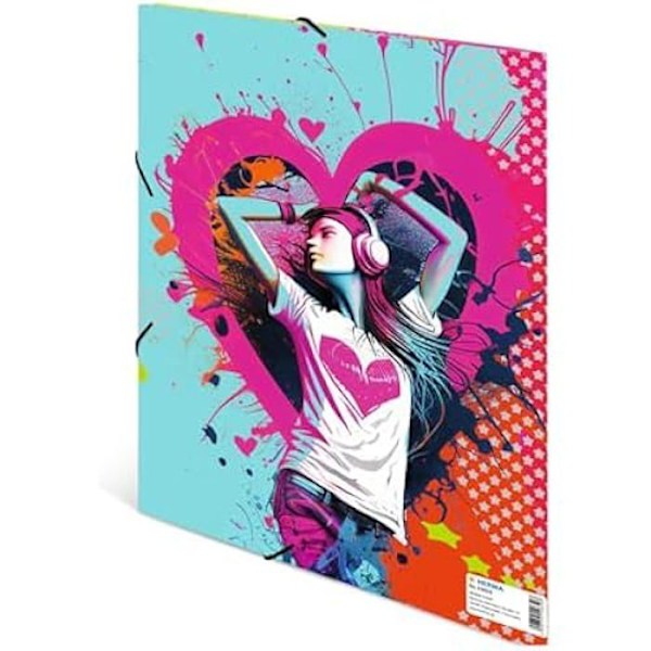 "Klippmapp A4 - HERMA - Musik Flicka - Elastisk - Hållbart Papper - Färgglad Design" Musikflicka