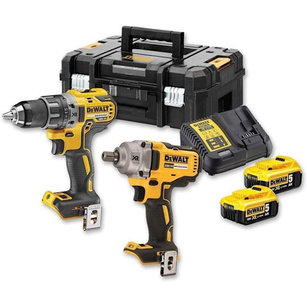 DeWalt Kit - Borrskruvmejsel + slagnyckel 18V 5Ah Li-Ion - DCK2077P2T