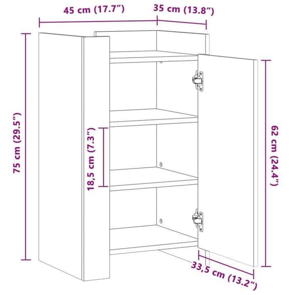 vidaXL Buffé vit 45x35x75 cm ingenjörsträ 848395 Vit
