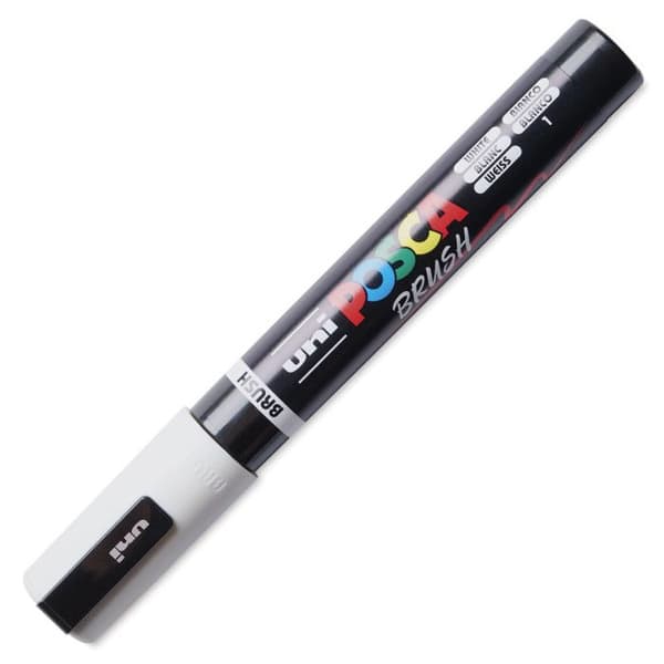 POSCA-markör - Vit - Penseltopp - PC5BR - Alla ytor Vit