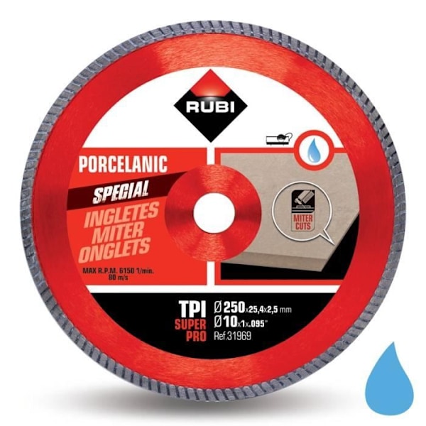 RUBI TPI diamantskiva för fasskärning på porslinsstengods (200 mm)