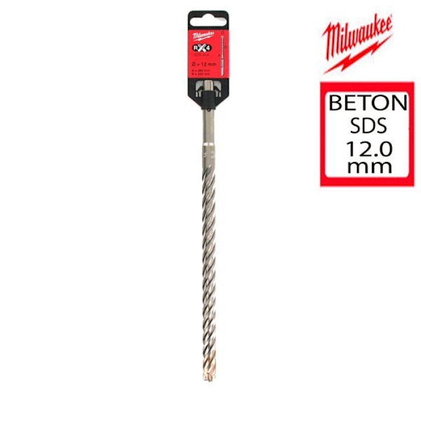 Borr - MILWAUKEE - RX4 - SDS-plus - 12 x 260 mm - Stål - 4 skärande kanter