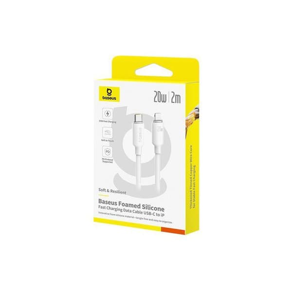 USB-C-kabel - IP Lightning 2 m 20 W i expanderad silikon vit BASEUS