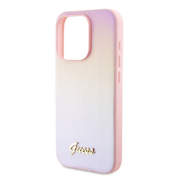 iPhone 15 Pro Max Fodral - Guess Saffiano Iridescent Script (GUHCP15XPSAIRSP) - Rosa