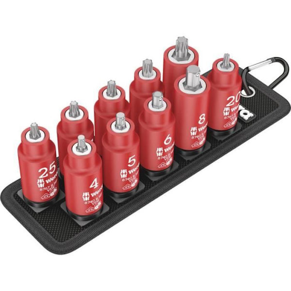 Isolerad bits hylsa set Wera Belt B VDE 1 Zyklop 05004930001 10 stycken 3/8 10 delar