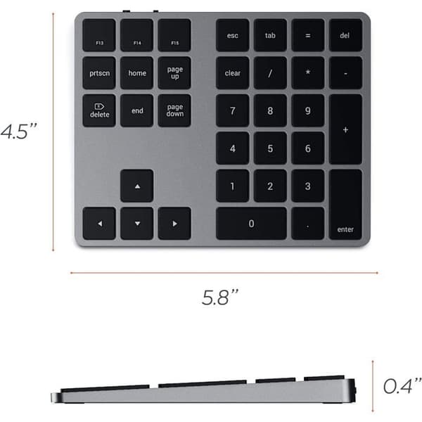 Utökat Numeriskt Tangentbord - SATECHI - Bluetooth - Aluminium - USB-C Laddningsbart - MacOS