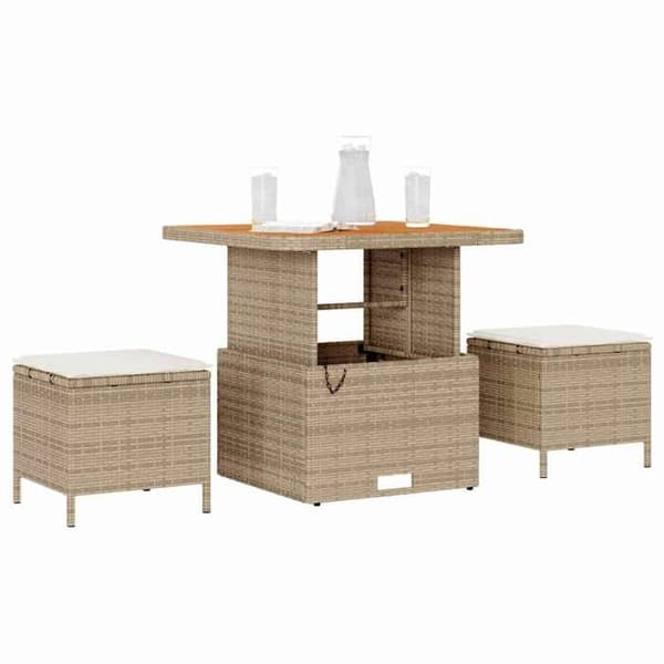 vidaXL Matgrupp för trädgård Beige polyrotting 42007913