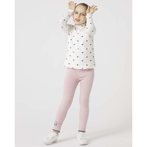 Legging - jegging - tregging Adorel - PAT091-140 - Leggings i ensfärgad bomull, lång byxa, katt, flicka, set med 2 Grå, rosa 2-3 år