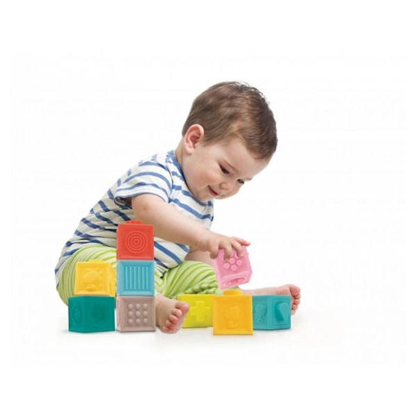 Byggspel - LUDI - Sammankopplade sensoriska kuber - Baby - Flerfärgad - 9 stycken Flerfärgad