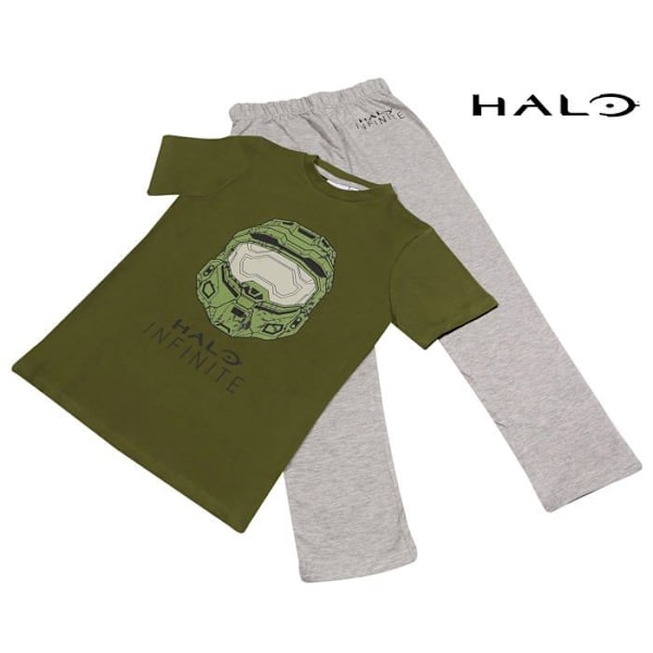 Popgear - HAL90001BLN57 - Halo Infinite Helmet Pojkars långa pyjamas Grön/Kina grå flickset Grön/gråmelerad 10-11 år gammal