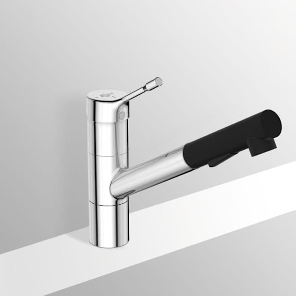 Engreppsblandare för diskho - CERALOOK - medium justerbar rörpip - 2J utdragbar spray - Ideal Standard
