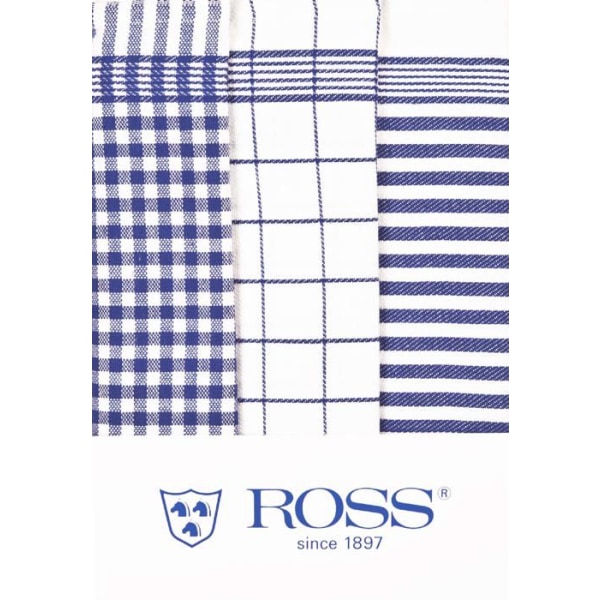 Kökshandduk - Ross handduk - BWGH1610 - Set med 3 kökshanddukar i bomull 50 x 70 cm - 6 olika färger, Tyg, blå, 50x70