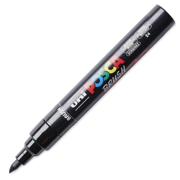 POSCA-markör - Svart - Borstspets - PC5BR - Alla ytor Svart