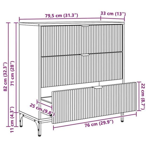 vidaXL Buffé Rökig ek 79,5 x 33 x 82 cm Ingenjörsträ 883439