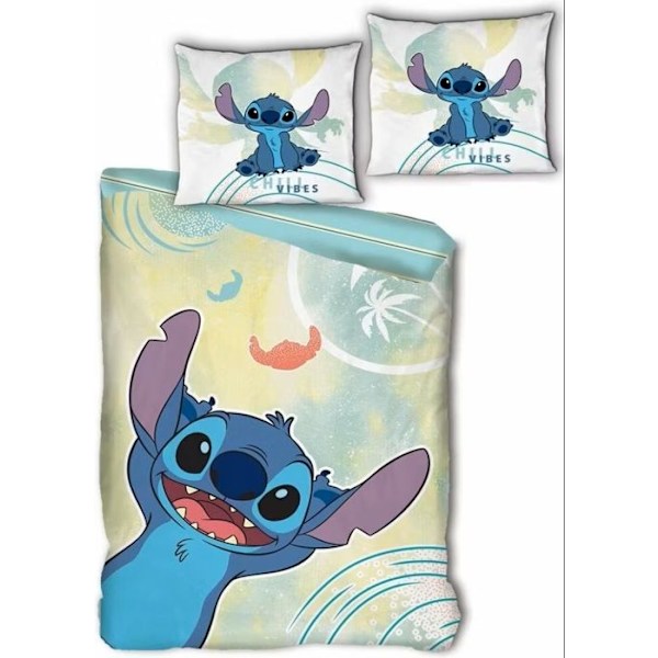 LILO & STITCH - Sänglinne set 140x200cm 'Ekologisk bomull' Flerfärgad