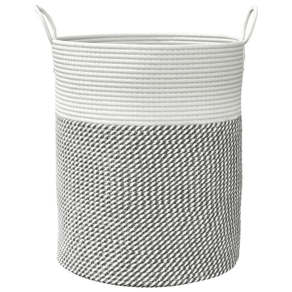 Förvaringskorg - vidaXL - Bomull - Grå/Vit - Fällbar - Modern design grå vit