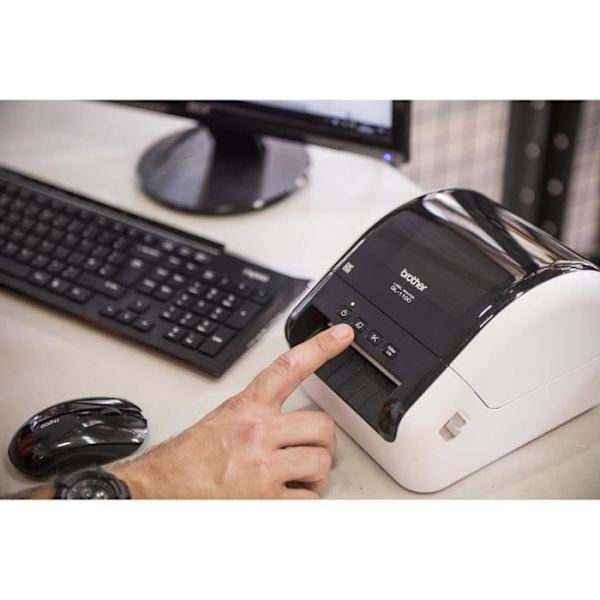 Storformatsetikettskrivare med många anslutningar (USB, Ethernet, Wi-Fi, Bluetooth, Airprint) Vit och svart