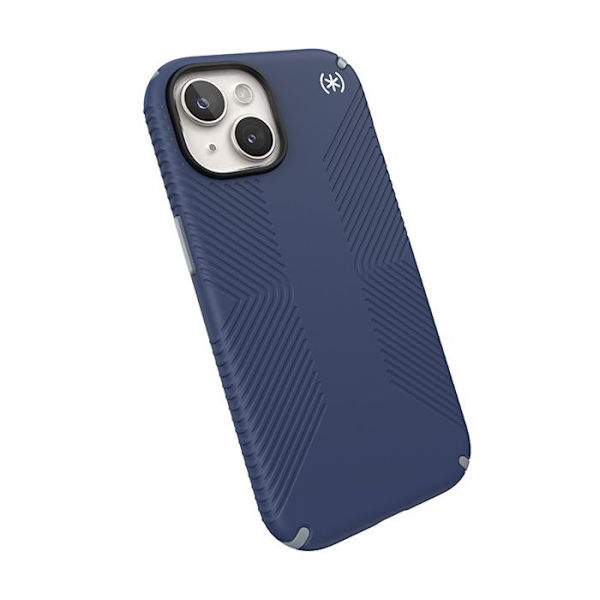 Speck Presidio2 Grip - Fodral för iPhone 15 / iPhone 14 / iPhone 13 (Kustblå / Dammgrå / Vit)