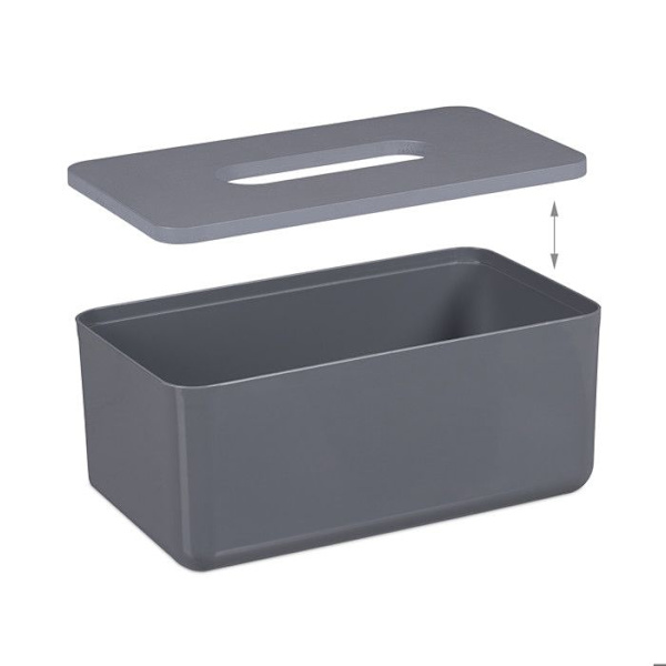 Näsdukshållare - Relaxdays - 10046931 - Robust plast - Elegant design - Färg grå grå