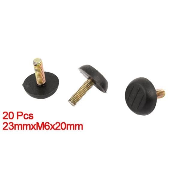 SOURCING KARTA Inskruvade utjämningsfötter 22mm x M6 x 20mm Möbelbensändkåpa Pad Pad 20st