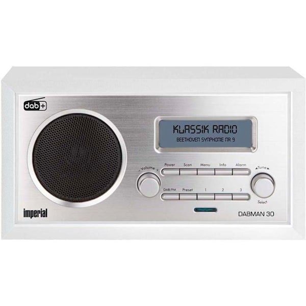 Radiodigital - IMPERIAL - DABMAN 30 - DAB, DAB+, FM - LCD-skärm - Inbyggd väckarklocka Vit