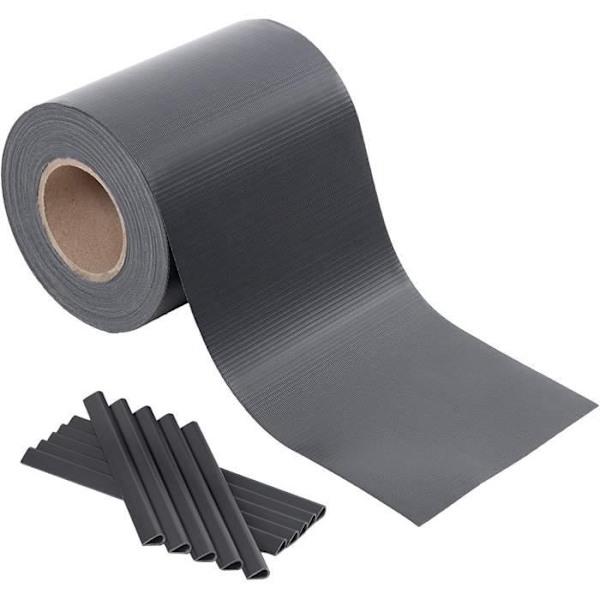 Brise-vue i PVC SONGMICS GPJ100GY med 50 anthracitfärgade monteringsklipp 100 m x 19 cm